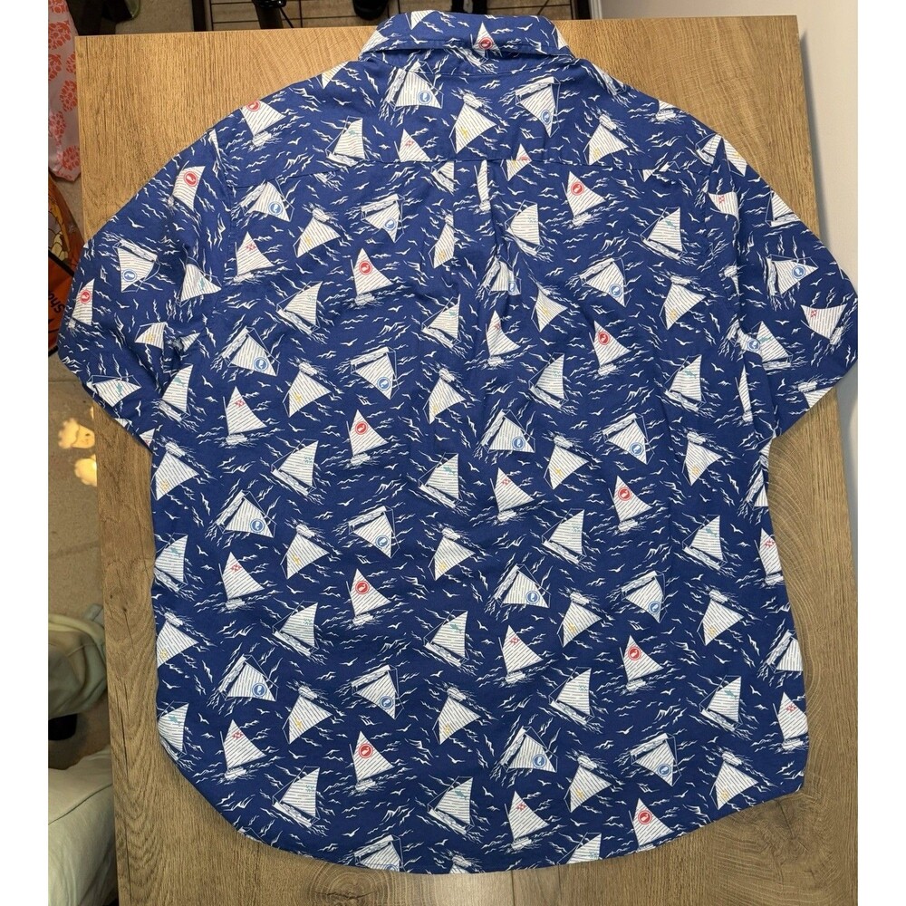 Vineyard Vines Classic Fit Murray Shirt Blue Sailboat Print Shep Ian Nautical L - Picture 3 of 8